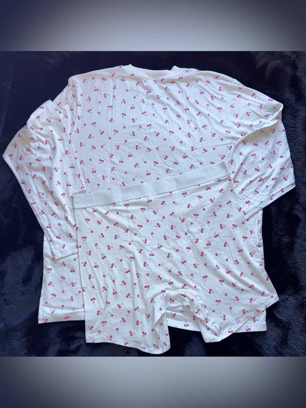 🍒 SKIMS Boyfriend Long Sleeve & Boxer Set | Cloud Cherry Print | XL | EUC